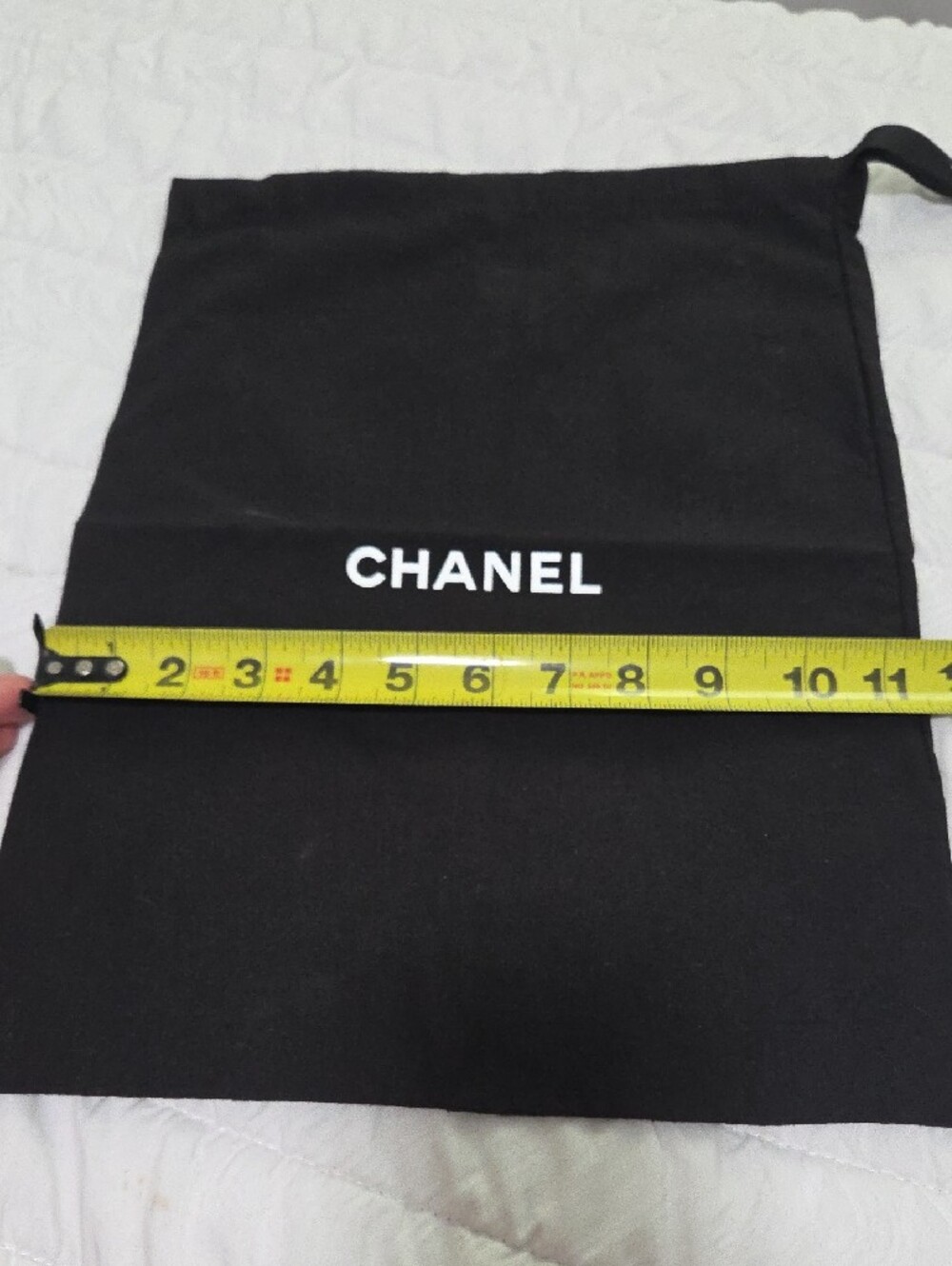 CHANEL Black Drawstring Dust Bag with White Logo - Picture 2 of 3